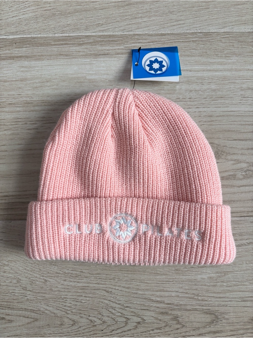 NWT Club Pilates Ribbed Knit Lid Beanie Hat Dusty Rose Pink Women’s One Size